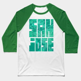 San Jose, Costa Rica City Map Typography - Watercolor Baseball T-Shirt